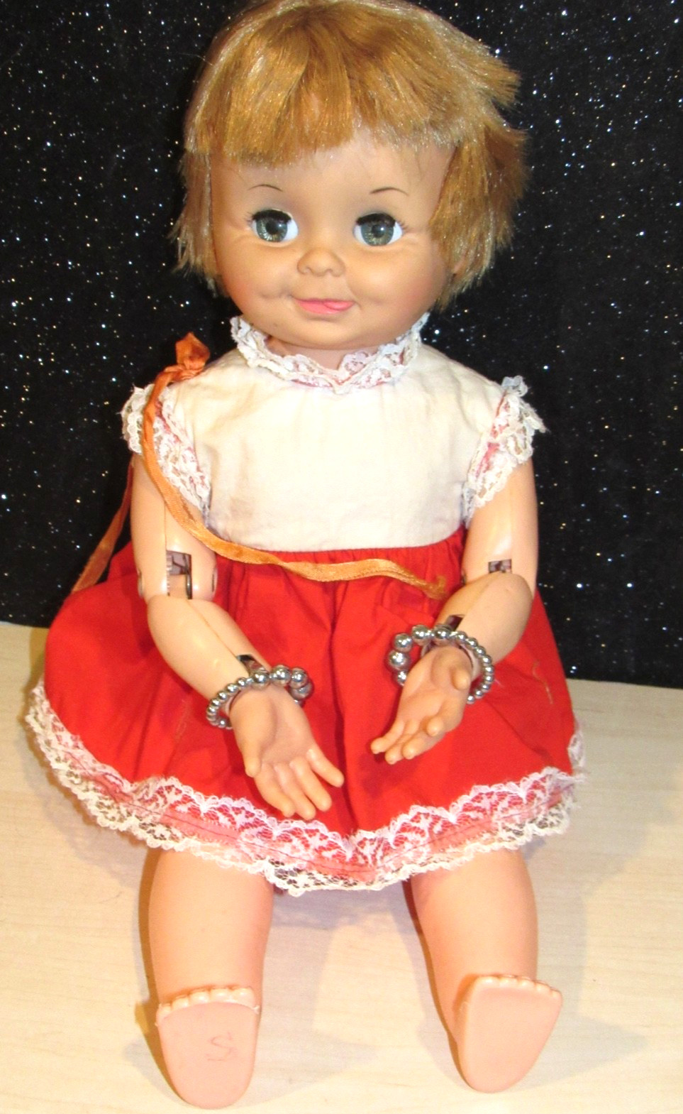 Vintage Topper BABY CATCH-A-BALL Doll 18&rdquo; 1968 No ball Sneaky Look CUTIE PIE