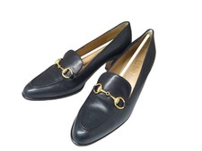 Gucci Horsebit Pumps Leather Black Blue Gold Hardware Women's Size EU36.5/US6.5