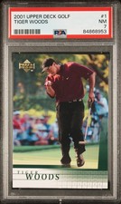 2001 Upper Deck Golf #1 Tiger Woods Rookie PSA 7
