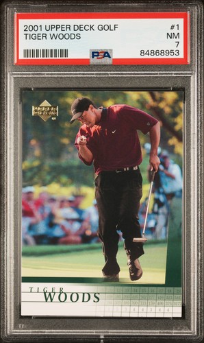 2001 Upper Deck Golf #1 Tiger Woods Rookie PSA 7