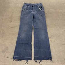 Vintage 70s corduroy bell bottom pants faded blue distressed 28x32 Barn Find