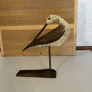 Hand Carved Antique Style Preening Lesser Yellowlegs  Shorebird Decoy