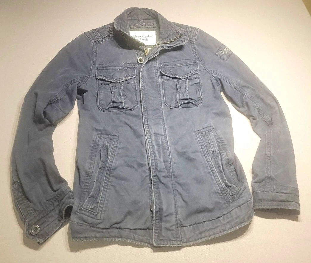 Abercrombie & Fitch Sentinel Jacket Mens M Blue Cotton Twill Military Y2K image 1