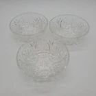 Set of 3 Vintage Anchor Hocking Medallion Clear Glass Star Cameo Bowl 4 inches