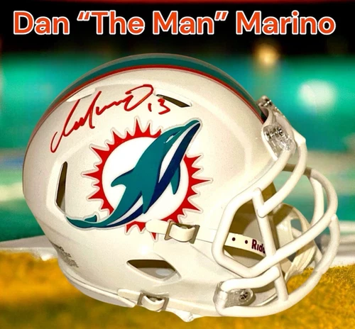DAN MARINO AUTOGRAPHED SIGNED MIAMI DOLPHINS THROWBACK MINI HELMET wAP/COA
