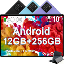 Android 14 WiFi Tablet 12GB RAM 256GB ROM 10.1" 1920x1200 6000mAh 8-Core Tab PC