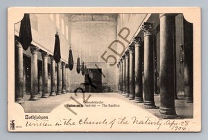1906 Bethlehem Church of Nativity Interior Antique Postcard