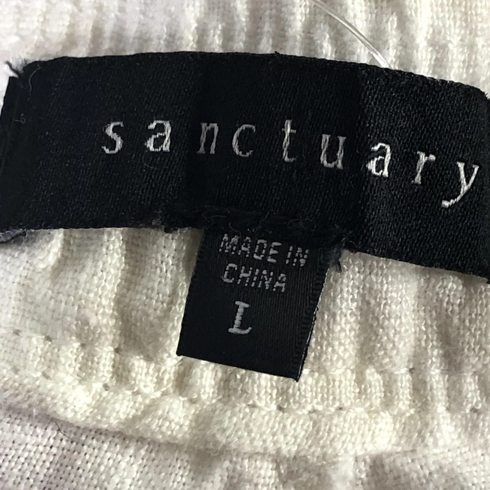 Sanctuary Shorts Womens Large White Beige Linen Camo Drawstring Pockets Pull On - Image 3 of 4