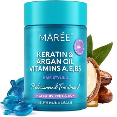 MAREE Hair Oil for Frizzy - Vitamins A, E & B Keratin Styling Capsules... 