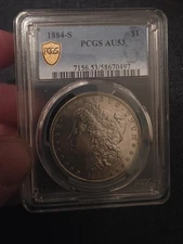 1884-S Silver Morgan Dollar PCGS AU53 W/Special Morgan Label