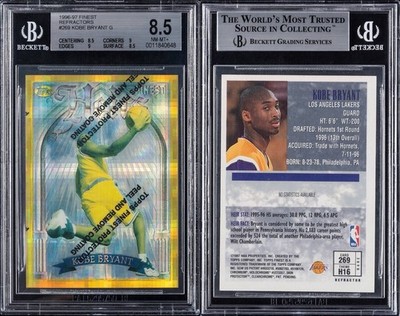 Kobe 1997 Topps Finest Gold - Ref　希少 1997 Kobe Bryant PSA 9 Topps Finest Gold Embossed Die Cut #323