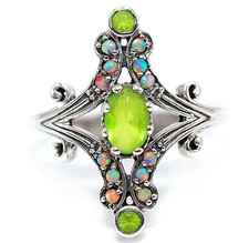2CT Natural Peridot 925 Solid Sterling Silver Filigree Ring Jewelry Sz 8 FB9-5
