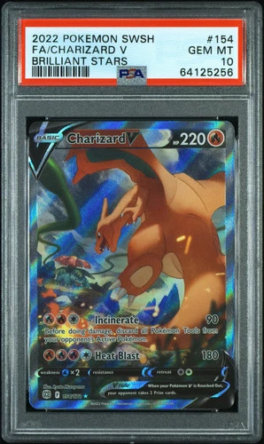2022 Pokemon Sword & Shield Brilliant Stars Charizard V Fa PSA 10 #154