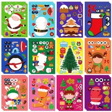 36 Sheets Large Size Christmas Stickers for Kids, Toddler Multi-colored 