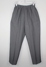 ALFRED DUNNER Women's Gray Striped Pull On Pants/Slacks SZ 10 Elastic Waist EUC
