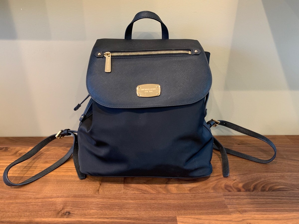 Michael Kors Black Nylon Backpack with Leather Flap & Gold Hardware Vintage Genuine Black Vinyl Michael Kors Organizer Backpack  main image 2