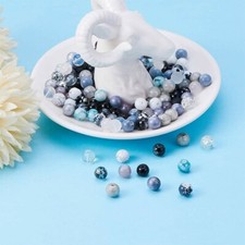50 Crackle Glass Beads 8mm Assorted Lot Mixed Pearls Bulk Jewelry Supplies