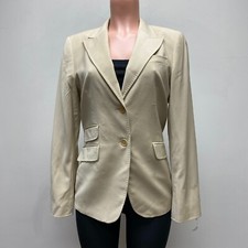 Talbots Tan Cream Solid Side Pockets Single Breasted 2 Button Suit Jacket 10 New