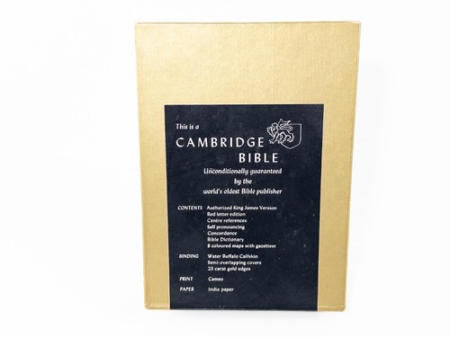 Vintage Cambridge Cameo Bible, KJV Black Calfskin 23 Carat Gold, 27XRL GB, Box