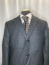 Austin Reed Mens 40R 44" Blazer Sport Coat Suit Jacket Gray Check 3 Button Wool