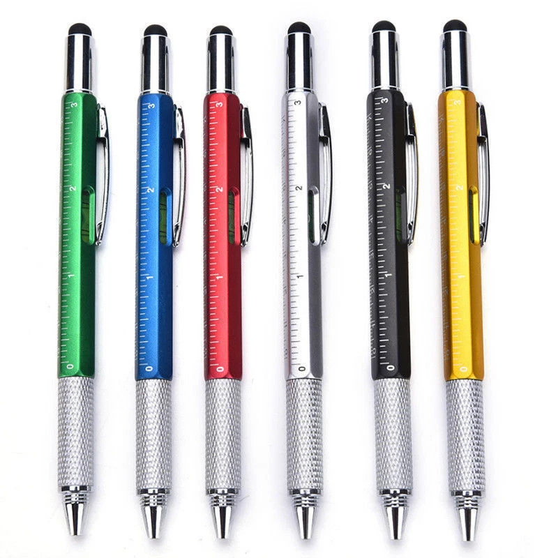 Multi Function Touch Screen Stylus Pen with Spirit Level Ruler Screwdrivers Tool Foto 3 de 4
