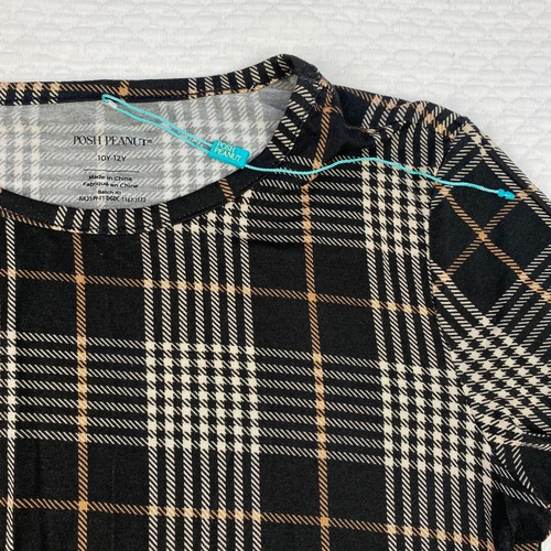 Posh Peanut Girls 10 - 12 Y Bamboo L/S Tulle Twirl Dress Sanders Black Plaid - Picture 5 of 7