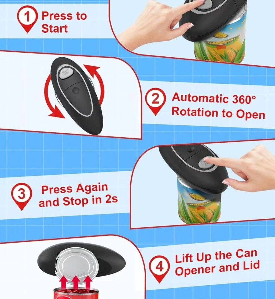 One Touch Electric Can Opener Fits All Size Can With Smooth Edge, Hands Free Bat - Image 2 of 4