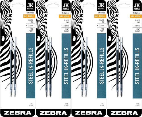 Zebra G-402 Stainless Steel Pen JK-Refill, 8-Count, 0.5mm, Black Ink, Fine Point - Picture 10 of 11