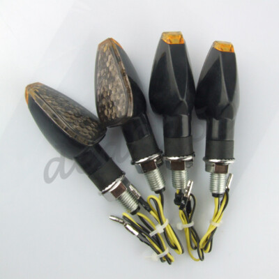 4x LED Motorrad Blinker Schwarz E-geprüft Universal Mini Blinkleuchten 12V Set