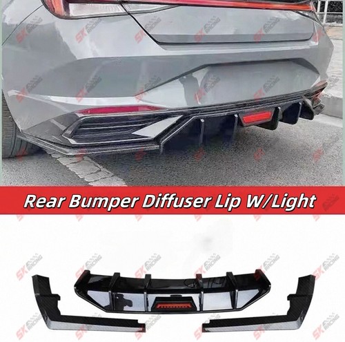 Fits Hyundai Elantra 21-23 Glossy Black ABS Rear Bumper Diffuser Lips With Light - Bild 18 von 25