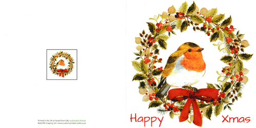 Pretty 'Robin' Christmas Card - Picture 2 of 2