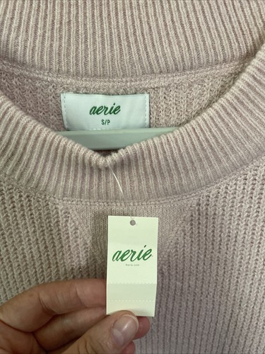 Aerie NWT | Light Pink Long Sleeve Oversized Fuzzy Soft Womens Sweater | small - Picture 2 of 6