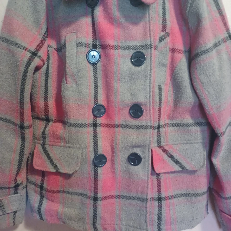 Abrigo para mujer Dollhouse talla grande a cuadros mezcla de lana chaqueta con capucha de doble pecho Foto 4 de 4