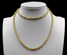 Real 10K Yellow Gold 6mm Diamond Cut Rope Chain Pendant Necklace 18"- 30"