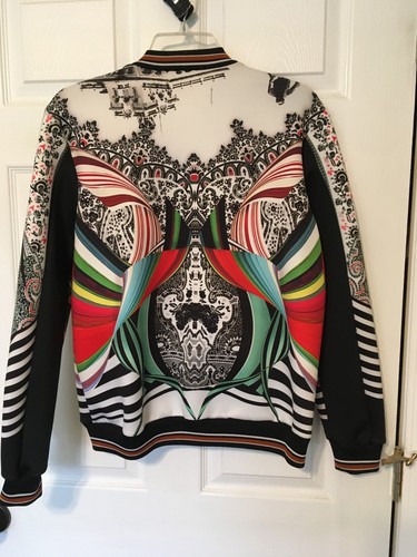 GORGEOUS Clover Canyon Neoprene Graphic Design Bomber Jacket - Picture 4 of 10