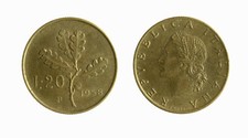 s1542_93) Italia Repubblica in Bronzital - 20 Lire 1958 Ramo di Quercia