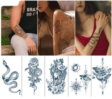 Herbal Juice Semi Permanent Waterproof Body Arm Chest Tattoo Stickers Flower DIY