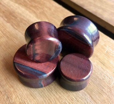 PAIR Red Tiger Eye Organic Stone Plugs Gauge - 3mm (8g) to 25mm (1'') available