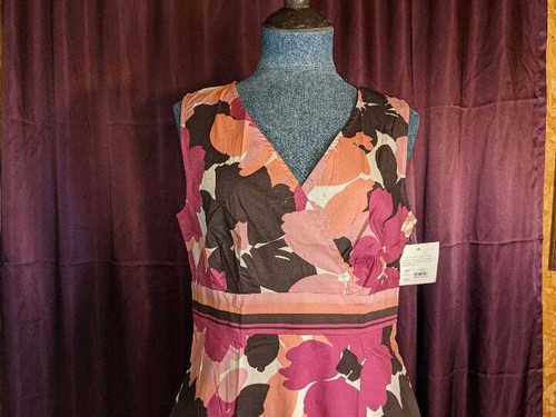 NEU Croft & Barrow rosa/braun Blumen ärmelloses Kleid Damen 8 neu mit Etikett Closet127* - Bild 2 von 4