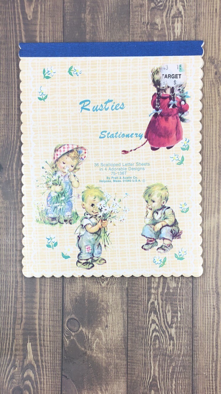 Vintage Pratt & Austin “Rusties” Scalloped Notepad Paper. Incomplete 24 Sheets.