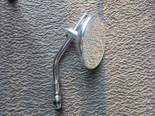 HARLEY STYLE chrome 4" ROUND HANDLE BAR REAR VEIW MIRROR LEFT OR RIGHT - Foto 1 di 9