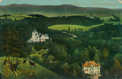 AK Bensheim, Bergstraße, Partie im Schönbergtal, Schloss Schönberg