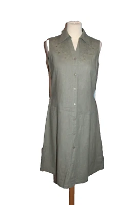 ROBE SANS MANCHE FEMME °°° TAILLE 38 °°° LIN . PARFAIT ETAT - Photo 1/4
