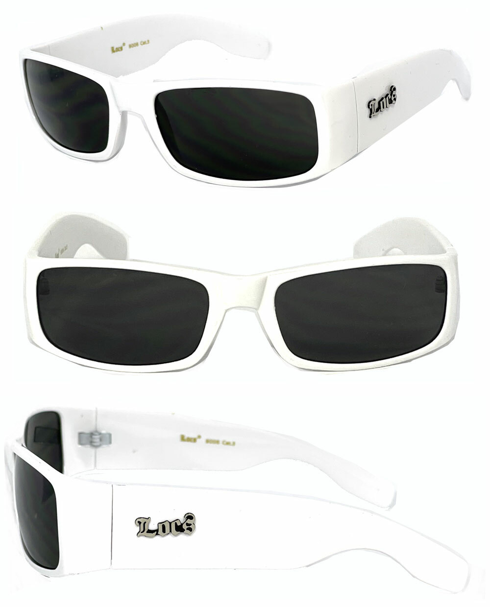 Locs Occhiali Da Sole Poker Rap Rapper Moda Città Vestito Donne Uomini 8LOC9006, Montatura Nero Lucido Lenti Grigio, Taglia Unica - Foto 6