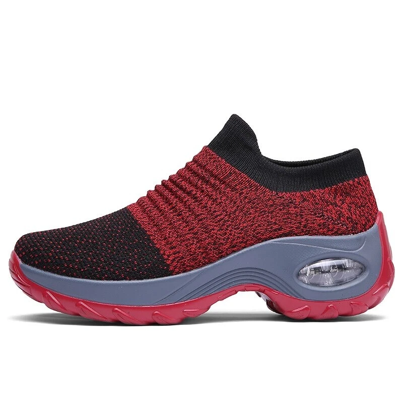 Women's Air Cushion Sport Running Shoes Breathable Mesh Walking Slip-On Sneakers