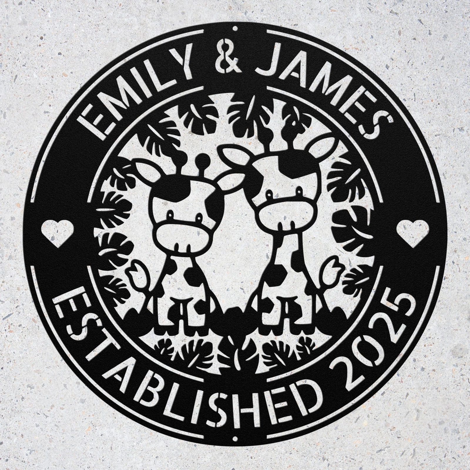 Custom Couple Giraffes Metal Sign Personalized Safari Animal Wall Decor Gift ...