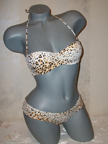 Neu mit Etikett Victoria Secret 32B XS frecher Bandeau-Bikini Wüste Leopard Badeanzug - Bild 6 von 7