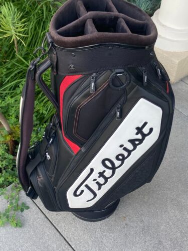 Titleist Jet Black/red/white Premium Waterproof Golf Cart Bag~NICE CLEAN COND