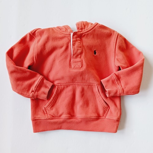 Polo Ralph Lauren Boys Youth Hoodie Size 5 Pullover Orange Plaid Green Pony - Picture 2 of 8