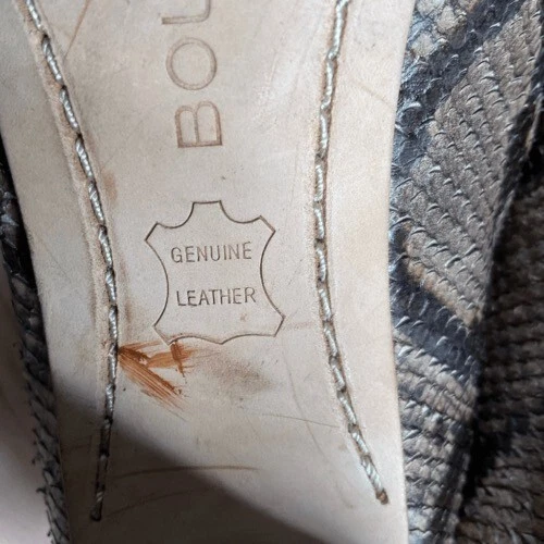 Vintage Boutique 9 Leather Snake Skin Cone Pump Heels Women Size 9M Tan Neutral - Image 3 of 4